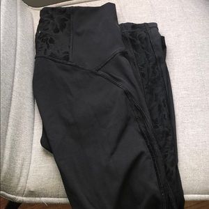 lululemon athletica Black Leggings with Floral Detail